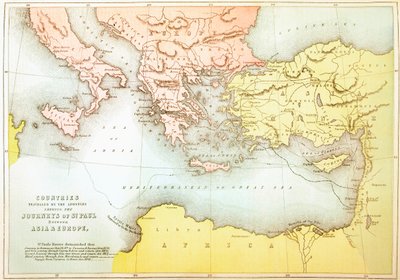 Countries Travelled by the Apostles and Showing the Journeys of St. Paul Between Asia and Europe by English School